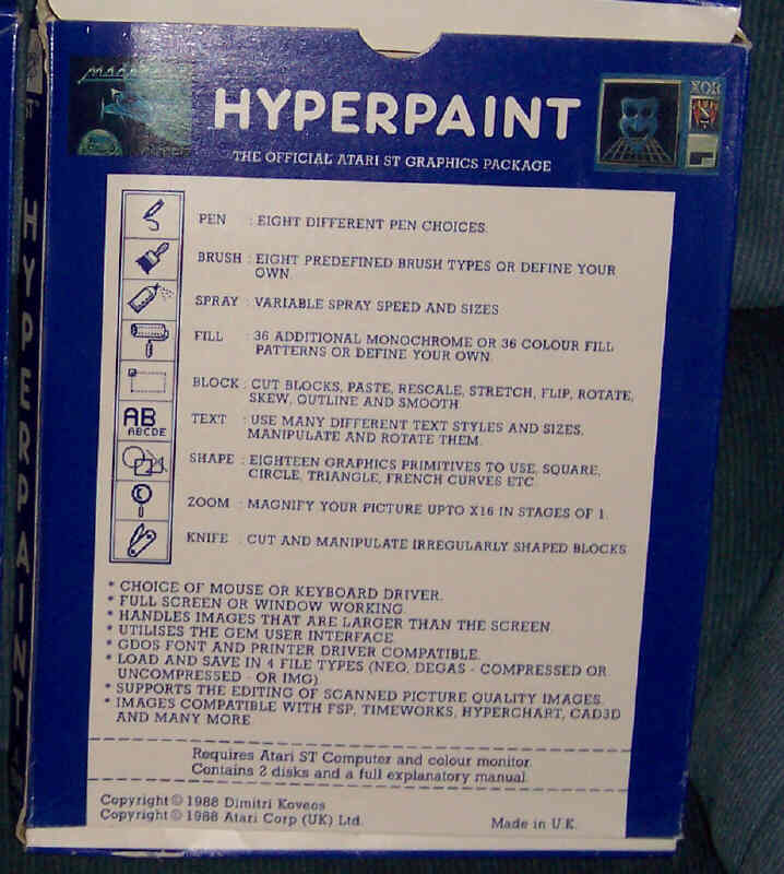 Logiciel HyperPaint 2.0 Avec GDOS – Pour Atari ST/STE/Mega ST (Occasion, Bon état)